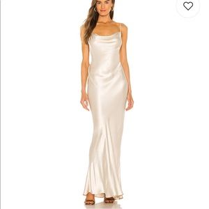 Oyster silk maxi dress - scoop neck